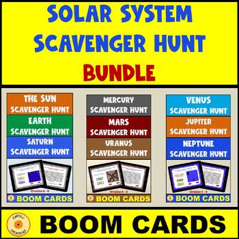 Preview of Solar System Scavenger Hunts BOOM Cards Bundle 8 Planets and The Sun