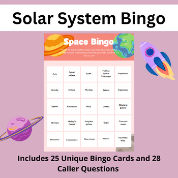 Preview of Solar System Space Bingo | Space Unit Vocabulary Review