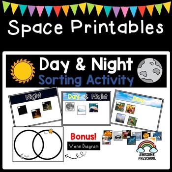 Preview of Day & Night Sorting Mats and Venn Diagram - Preschool, Kindergarten