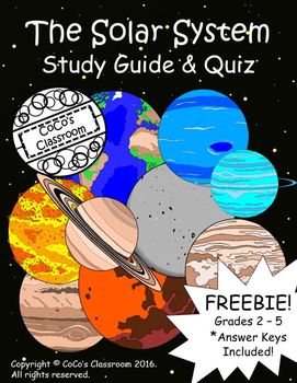 Preview of Solar System Study Guide & Quiz FREEBIE