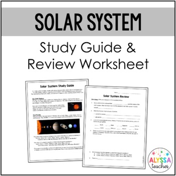 Preview of Solar System Study Guide and Review Worksheet (SOL 4.5 and SOL 4.6)