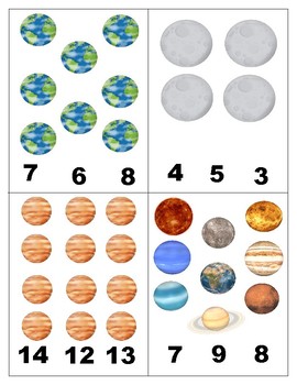Preview of Solar System:Three Part Cards, Mini Matching, count &clip,numbers & Black-lines