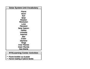 Solar System Unit Calendar For 2nd Grade