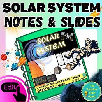 Preview of Solar System Editable Notes & Slides - Space Science Digital and Printable 