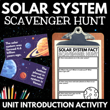 Preview of Solar System Unit - Space Unit - Scavenger Hunt Activities Project Worksheets