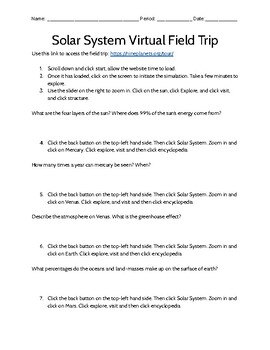 Preview of Solar System Virtual Field Trip/Webquest