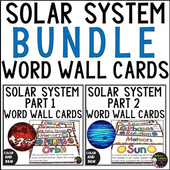 Solar System Vocabulary Cards BUNDLE by Believe to Achieve by Anne Rozell