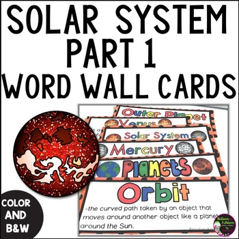 Preview of Solar System Vocabulary Cards with Definitions Part 1