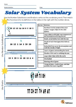 Solar System ESL Vocabulary Matching Exercise Worksheet