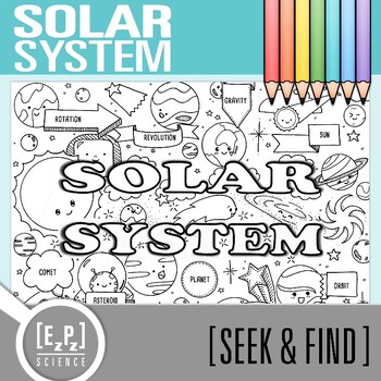 Preview of Solar System Vocabulary Search Activity | Seek and Find Science Doodle