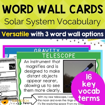 Preview of Solar System Vocabulary | Word Wall Cards | Terminology & Definitions Worksheets