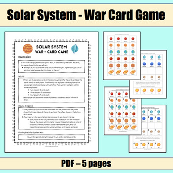 Preview of Solar System - War Card Game