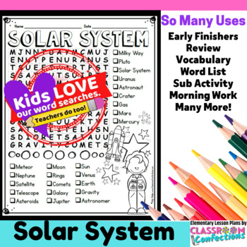 Solar System Word Search Activity