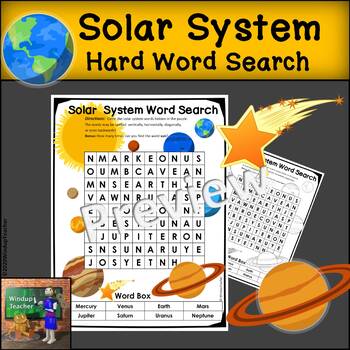 Preview of Solar System Word Search - HARD Puzzle