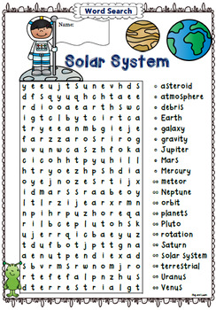 Solar System Word Search Activity by Play and Learn | TpT