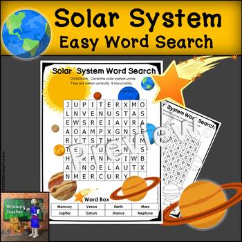 Preview of Solar System Word Search - EASY Puzzle