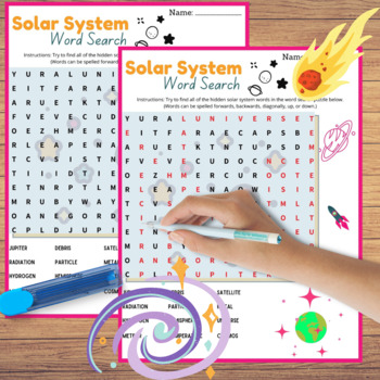 Preview of Solar System Word Search,Outer Space Puzzle Activities.