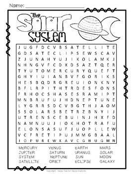 free solar system word search planets word search tpt
