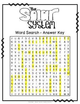 Free Solar System Word Search Planets Word Search