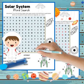 Preview of Solar System Word Search,Space Puzzle Activities.