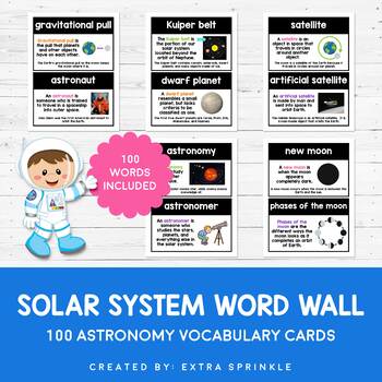Preview of Solar System Word Wall- 100 Astronomy Vocabulary