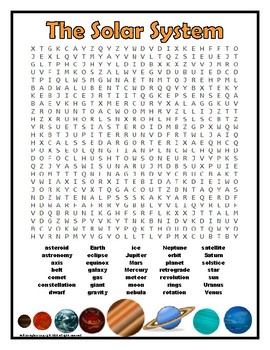 solar system word search teaching resources teachers pay teachers