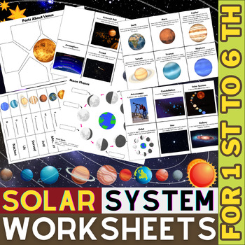 Preview of Solar System Worksheets | Planets of the Solar System | Moon Phases | Space