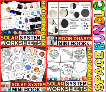 Preview of Solar System Worksheets | Planets of the Solar System | Moon Phases | Space