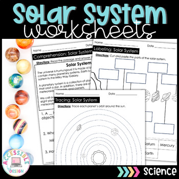 Preview of Solar System Worksheets for Special Education Earth Science 