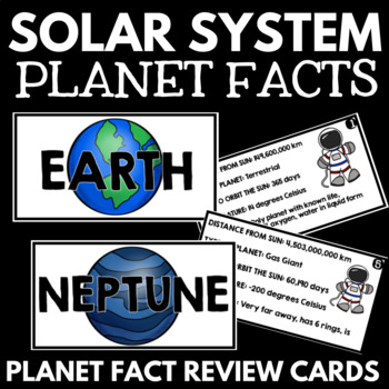 Preview of Solar System and Planets - Planet Fact Cards - Outer Space Review Activity