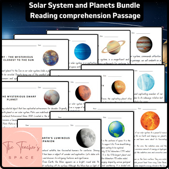 Preview of Solar System and Planets Reading Comprehension Passages Bundle