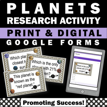 Preview of Solar System and Planet Research Project Questions Science Google FORMS Digital