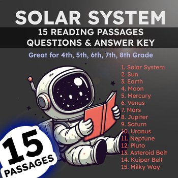 Preview of Solar System and Planets, 15 Science Reading Passages w/ Answer Key (4th-8th)