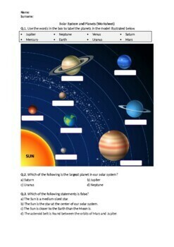 Solar System and Planets - Worksheet | No Prep Printables and Distance ...