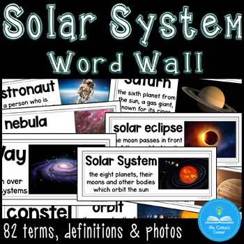 Preview of Solar System and Space - 82 Science Vocabulary Word Wall Cards - Bulletin Board