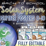 Solar System and Space Classroom Decor Number Posters EDITABLE
