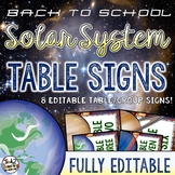 Solar System and Space Classroom Decor Table Signs EDITABLE