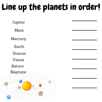 Preview of Solar System mini worksheet (for Pre-K and above)