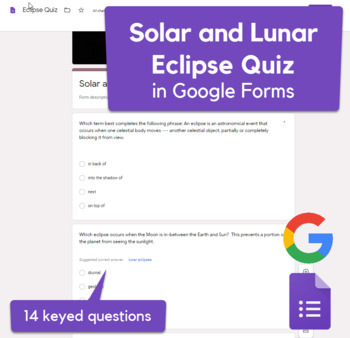 Preview of Solar and Lunar Eclipse Quiz in Google Forms