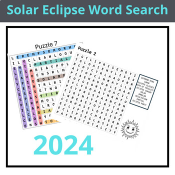 Preview of Solar eclipes 2024 Word search | solar eclipse activities