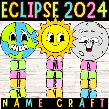 Preview of eclipse 2024 Name and Scissor Craft | Solar eclipse kindergarten Activities