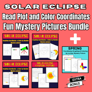 Preview of Solar eclipse 2024 Plotting Coordinates Mystery Pictures Bundle + Free Gift