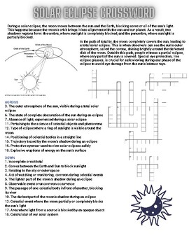Preview of Solar eclipse crossword PRINTABLE