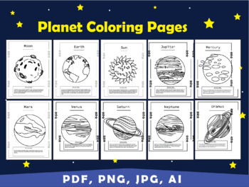 Preview of Solar system and planet activity, planet coloring pages