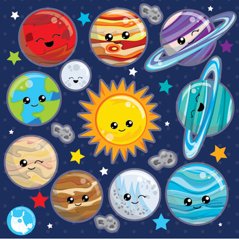 Preview of Solar system clipart commercial use, planets, vector graphics, digital  - CL1024