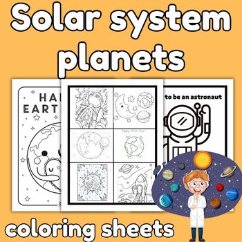Preview of SOLAR SYSTEM Planets Coloring Pages for kids ages 3-6