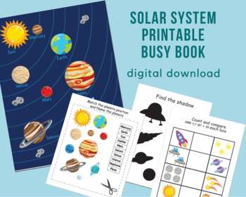 Preview of Solar system printable Busy Book, Printable quiet book, Sort Planets Worksheet