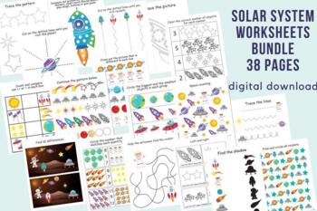 Preview of Solar system worksheets, Planets Busy Book Printable