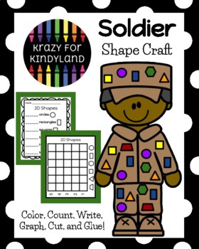 Preview of Soldier Craft for Kindergarten Math Activity with Shape ID, Counting, Graphing