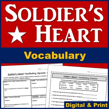 Preview of Soldier's Heart Novel Vocabulary Activities - Printable & Digital